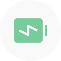 Green camera icon with zigzag line.