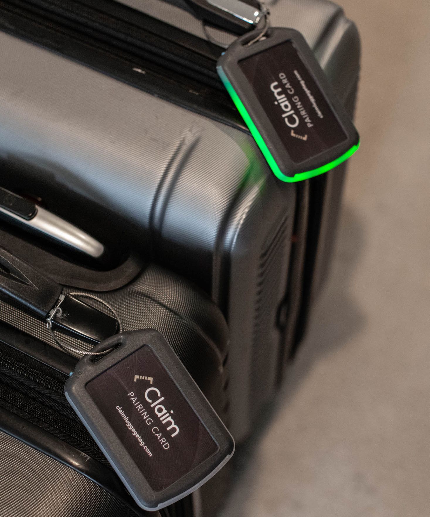 Luggage with electronic claim check tags.